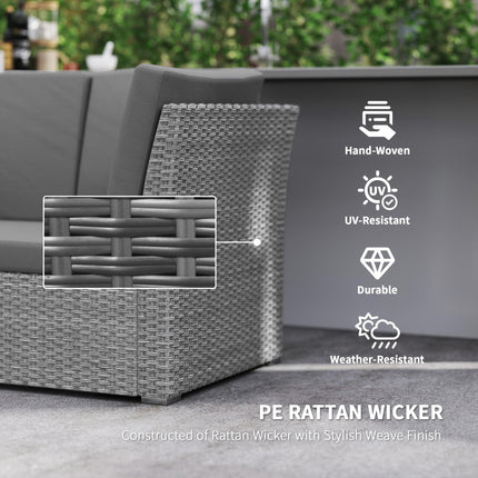Seven-Piece Rattan Garden Sofa Set with Expanding Table - Light Grey