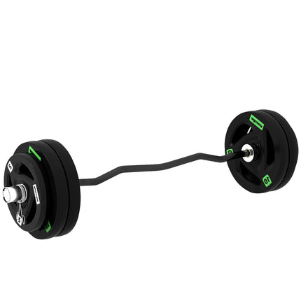 Curl Bar with 30kg Weight Plates, Barbell Bar for 5cm Weight Plates, Home Gym We 1