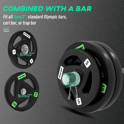 Curl Bar with 30kg Weight Plates, Barbell Bar for 5cm Weight Plates, Home Gym We 1