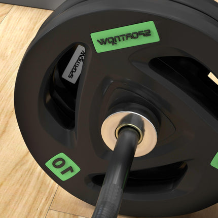 Curl Bar with 30kg Weight Plates, Barbell Bar for 5cm Weight Plates, Home Gym We 1