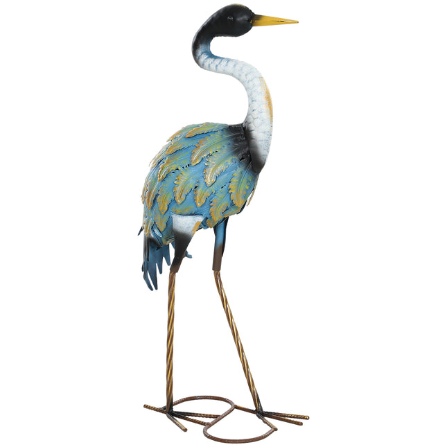 Heron Garden Statue, Standing Garden Ornament, Metal Garden Gift with Stakes, 28 x 17 x 63 cm, Multi-Colour