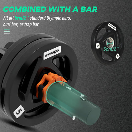 Tib Bar with 2 x 5kg Olympic Weight Plates for Shin Splints & Knee Pain Relief - Black