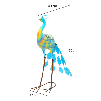 Peacock Metal Garden Statue with Stakes 83cm - Multicolour