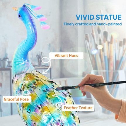 Peacock Metal Garden Statue with Stakes 83cm - Multicolour