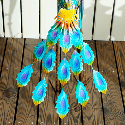 Peacock Metal Garden Statue with Stakes 83cm - Multicolour