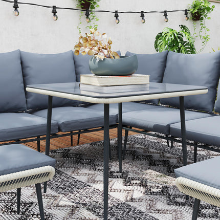 Six-Piece Rattan Garden Sofa Set with Cushions and Table - Grey