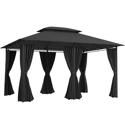 3 x 4m Steel Gazebo with Curtains - Black