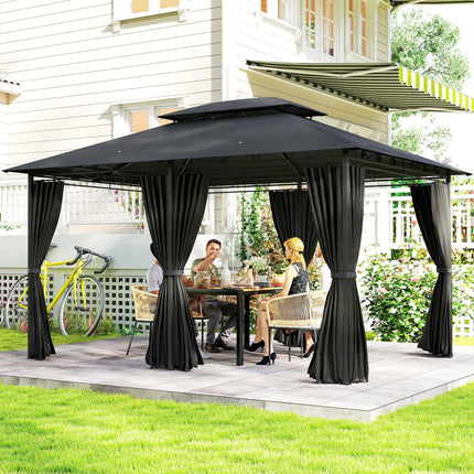 3 x 4m Steel Gazebo with Curtains - Black