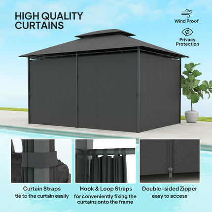 3 x 4m Steel Gazebo with Curtains - Black