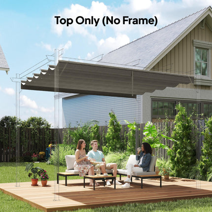 Retractable Pergola Shade Cover Replacement Canopy 3x3 Metres - Light Grey