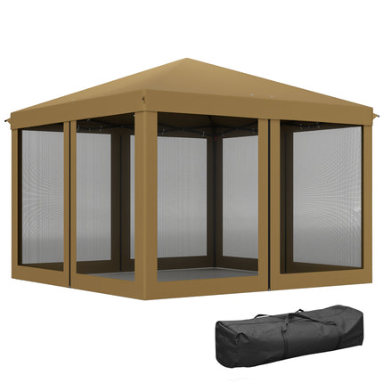 3 x 3 Metre Pop Up Gazebo with Removable Mesh Sides - Khaki