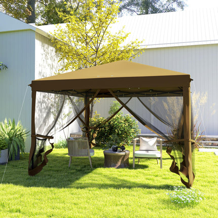 3 x 3 Metre Pop Up Gazebo with Removable Mesh Sides - Khaki