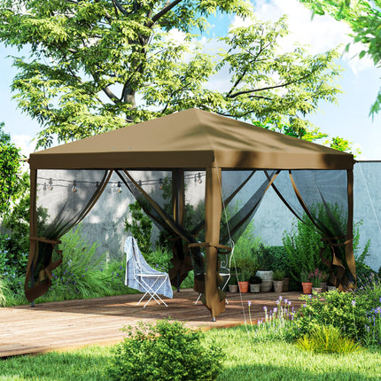 3 x 3 Metre Pop Up Gazebo with Removable Mesh Sides - Khaki