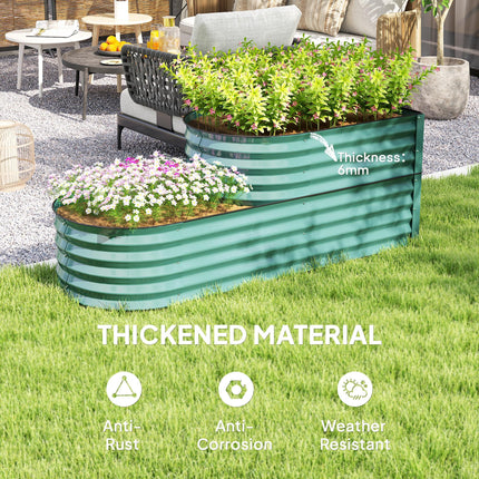 Two Tier Galvanised Steel Garden Planter with Open Bottom - Dark Green