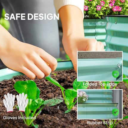 Two Tier Galvanised Steel Garden Planter with Open Bottom - Dark Green