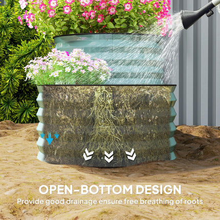 Two Tier Galvanised Steel Garden Planter with Open Bottom - Dark Green