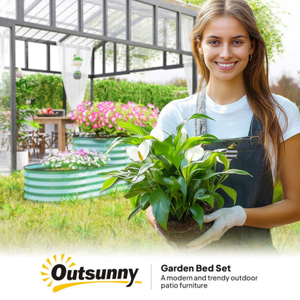 Two Tier Galvanised Steel Garden Planter with Open Bottom - Dark Green