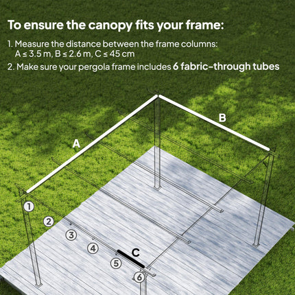 Retractable Pergola Shade Cover Replacement Canopy for 4 x 3 m Pergola - Light Grey