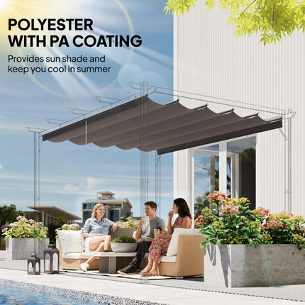 Retractable Pergola Shade Cover Replacement Canopy for 4 x 3 m Pergola - Light Grey
