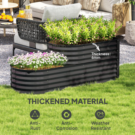 Two-Tier Galvanised Steel Garden Planter 150x60x57 cm - Dark Grey