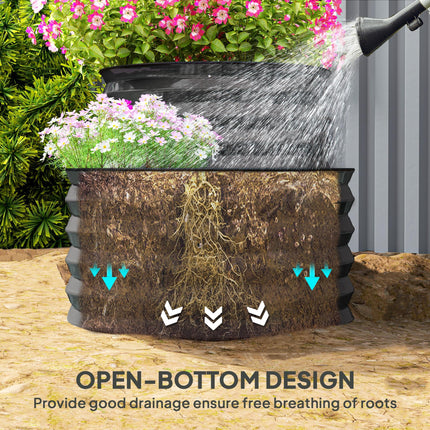 Two-Tier Galvanised Steel Garden Planter 150x60x57 cm - Dark Grey