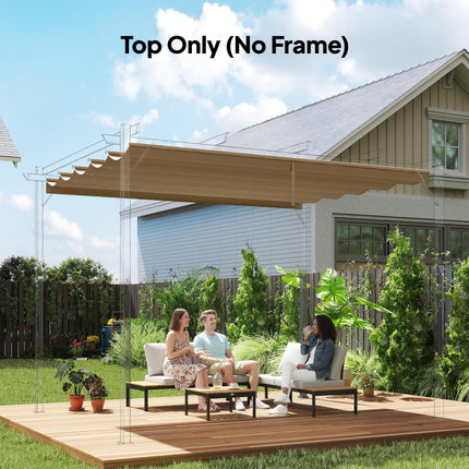 Retractable Pergola Canopy Replacement 4x3 Metre with Drainage Holes - Tan