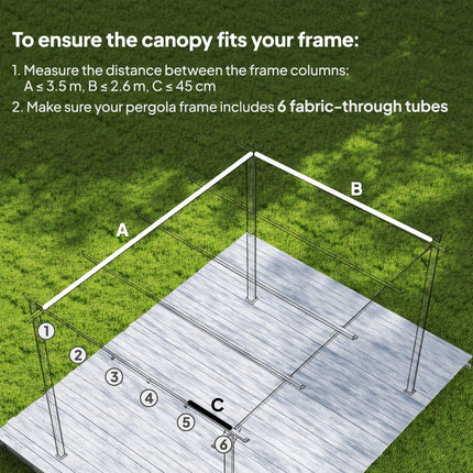 Retractable Pergola Canopy Replacement 4x3 Metre with Drainage Holes - Tan