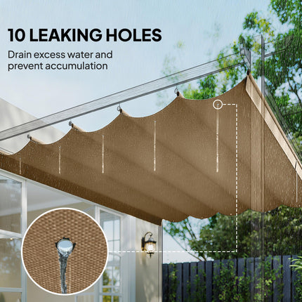 Retractable Pergola Canopy Replacement 4x3 Metre with Drainage Holes - Tan