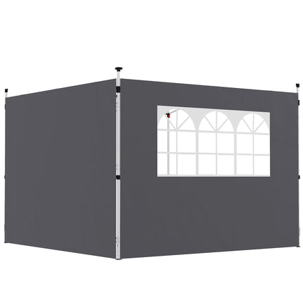 3 Meter Gazebo Replaceable Side Panel Walls with Window - Dark Grey