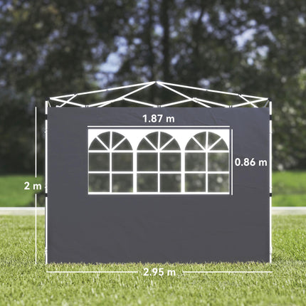 3 Meter Gazebo Replaceable Side Panel Walls with Window - Dark Grey