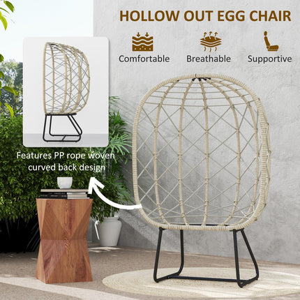 Rattan Egg Chair Outdoor Indoor Wicker Chair with Thickened Cushion and Headrest