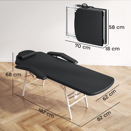 Portable Massage Table, 3 Section Adjustable Beauty Bed with Face Hole for Spa,
