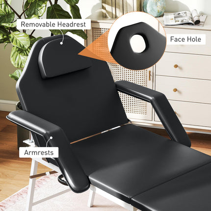 Portable Massage Table, 3 Section Adjustable Beauty Bed with Face Hole for Spa,