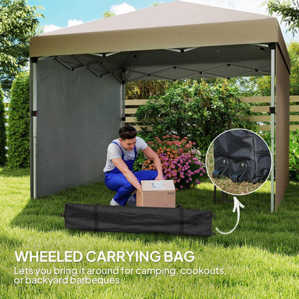 3 x 3 Metre Pop Up Gazebo Set with Sidewalls and Wheeled Bag - Khaki