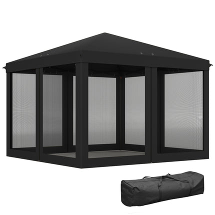 3 x 3 m Pop Up Gazebo with Removable Mesh Sidewalls and Carry Bag - Black