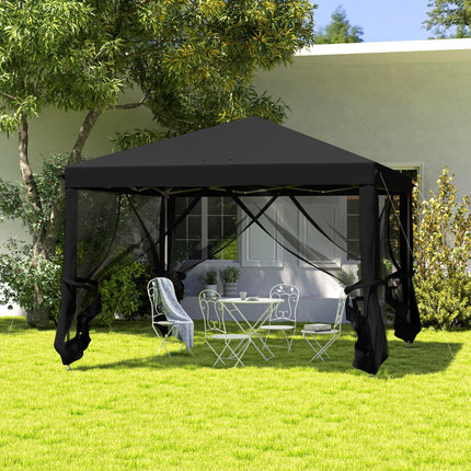 3 x 3 m Pop Up Gazebo with Removable Mesh Sidewalls and Carry Bag - Black