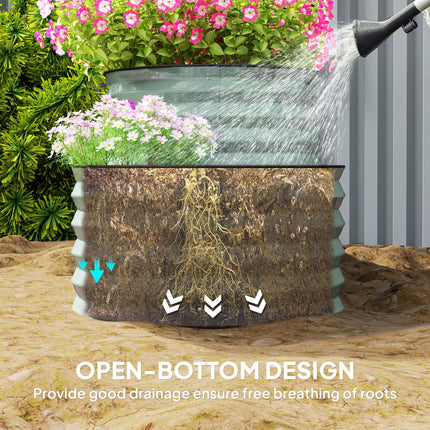 Two-Tier Galvanised Steel Garden Planter with Open Bottom - Light Green