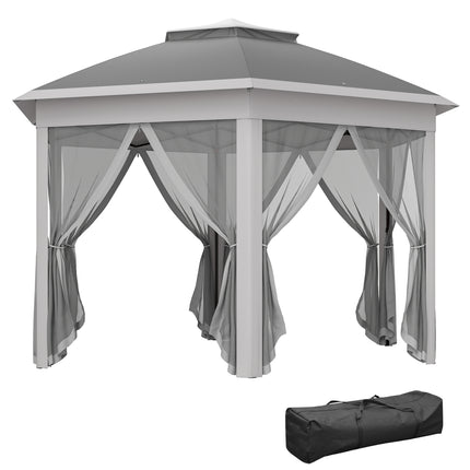 3 x 4m Garden Gazebo Set with Netting Double Roof Pop Up Shelter - Dark Grey