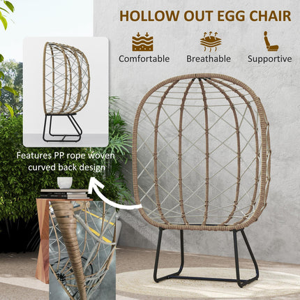 Rattan Egg Chair with Cushion and Headrest 1 Piece - Brown