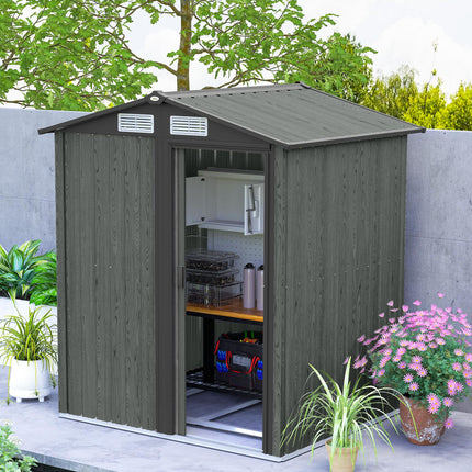 4.3 x 5ft Outdoor Garden Storage Shed - Grey Wood Effect
