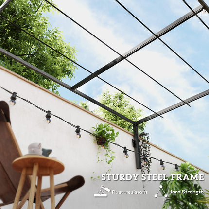 2 x 3m Lean To Steel Pergola with Sliding Fabric Canopy - Khaki