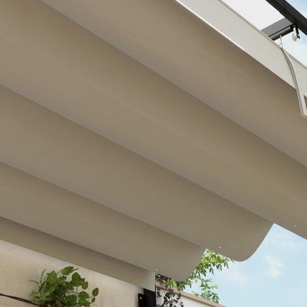 2 x 3m Lean To Steel Pergola with Sliding Fabric Canopy - Khaki