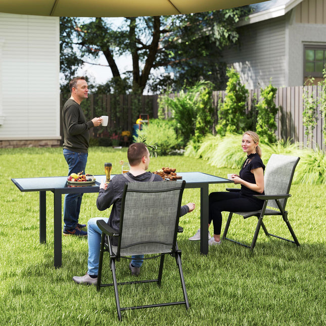 Set of Two Folding Outdoor Chairs - Black/Grey