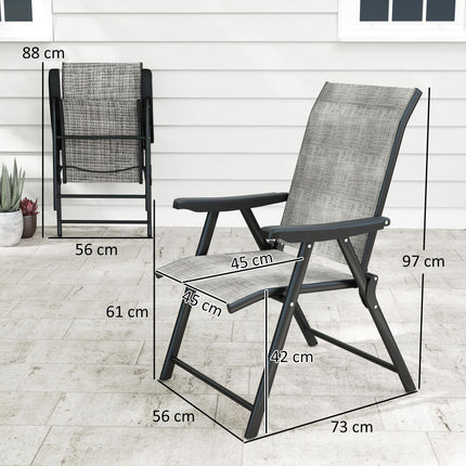 Set of Two Folding Outdoor Chairs - Black/Grey
