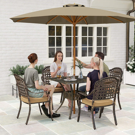 5 Piece Cast Aluminium Garden Dining Set with Cushions - Bronze Tone