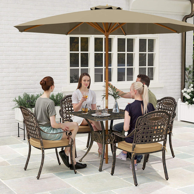 5 Piece Cast Aluminium Garden Dining Set with Cushions - Bronze Tone