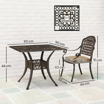 5 Piece Cast Aluminium Garden Dining Set with Cushions - Bronze Tone