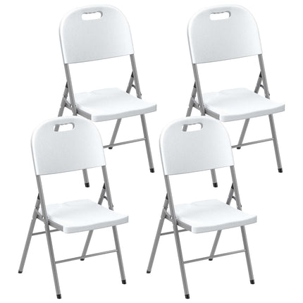 Set of 4 Foldable Steel Frame Outdoor Chairs - White