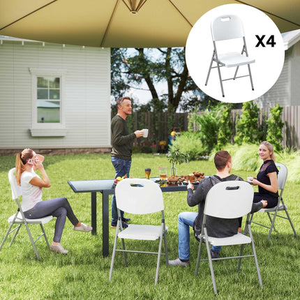 Set of 4 Foldable Steel Frame Outdoor Chairs - White