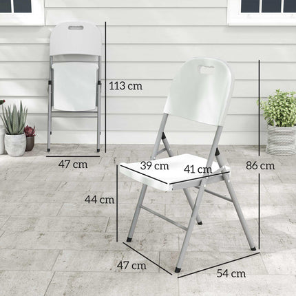 Set of 4 Foldable Steel Frame Outdoor Chairs - White